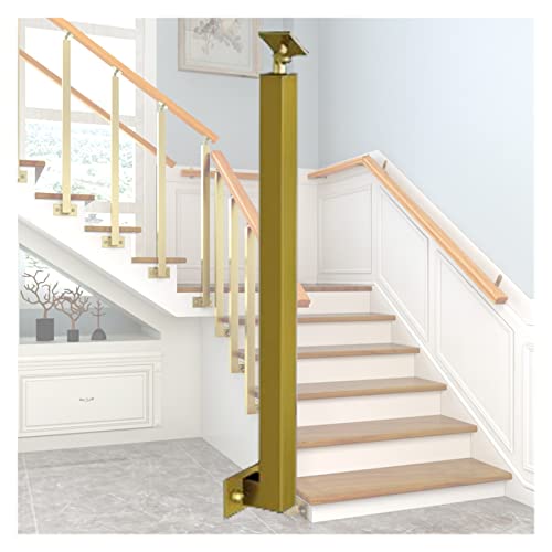 PAAWBW Verstellbare Treppengeländer aus goldenem Metall – 4 x 4 cm, Treppengeländer for drinnen und draußen, (30–130 cm)(95cm/37.4in) von PAAWBW