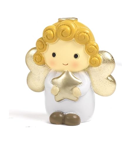 12 Stück Lustiger Engel mit Stern in Hand 6,3 cm aus Harz Gastgeschenk Geburt, Taufe, Kommunion, Konfirmation Mandeln Bonboniere von PABEN