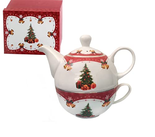 PABEN Teekanne, Tasse, Weihnachtsbaum, 16 cm, aus Porzellan, mit Geschenkbox von Nàvel von PABEN