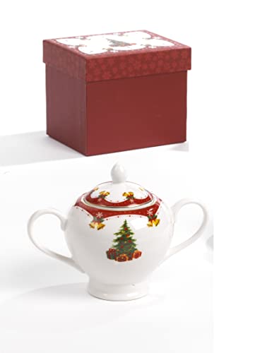 PABEN Zuccheriera con Albero di Natale 11 cm in Porcellana con Scatola Regalo Nàvel von PABEN