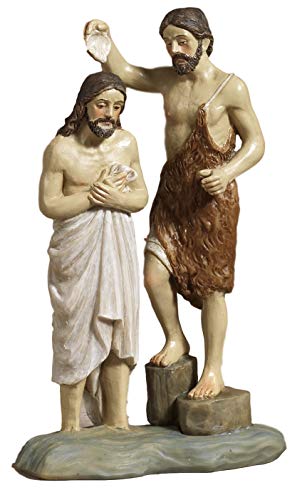Paben Articoli Religiosi Jesus Taufe mit Johannes aus Kunstharz, Osterkrippe, Ostern, Höhe 13,5 cm von PABEN