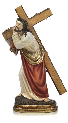 PABEN Statue Jesus trägt das Kreuz aus Harz, Osterkrippe, 12,3 cm von PABEN