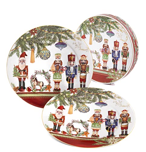 Set 2 Teller mit Weihnachts-Soldaten 22,5 cm aus Porzellan mit Farbbox Nàvel von PABEN