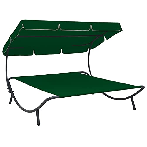 PABURNI Strandstühle mit Sonnendach für den Außenbereich, leicht, Strandsitz, Garten, Camping, Poolseite, Rückenlehne, ergonomisches Design, Grün, 200 x 173 x 135 cm von PABURNI