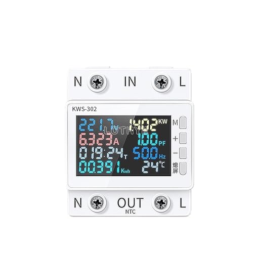 8 in 1 Power Messgerät 2P AC 170-270V/63A Volt/Strommessgerät Stromzähler Smart Life(KWS-302L) von PABVRPYT