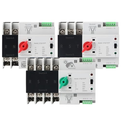 Automatischer Transfer Schalter mit doppelter Stromversorgung, 2P 3P 4P 220V AC 63A 100A Stromgenerator ohne Unterbrechung (City Grid-PV Energy, 3P 100A) von PABVRPYT