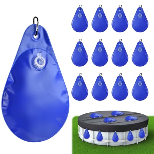 12 Stück Poolabdeckungsgewichte mit Haken, dicke PVC-auslaufsichere Schwimmbadabdeckung Hängetaschen, Frostschutz-Winterplanen-Gewichte, Tasche für oberirdische Poolabdeckung von PACETAP