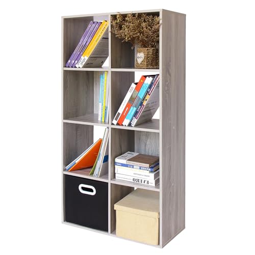 PACHIRA Bücherregal mit 4 Ebenen, 2 * 4 Holz Bücherschrank Stufenregal, Standregal mit 3 Fächern, offenes Aufbewahrungsregal Würfelregal für Kleidung, Spielzeug, Büroregal für Wohnzimmer von PACHIRA E-Commerce