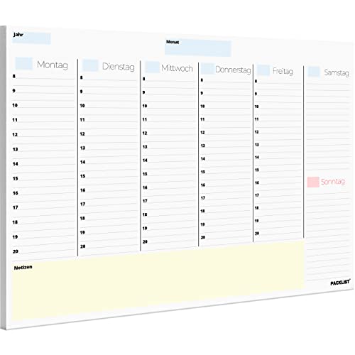 PACKLIST Wochenplaner Block A4 ohne Festes Datum. Terminplaner, Familienplaner mit 52 Wochen. Notizen, Pläne, Wichtig - Exklusiver Kalender mit ECO-Verpackung - 100% Papierprodukt, kein Plastik von PACKLIST