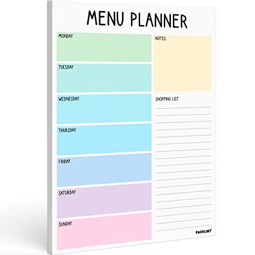 PACKLIST Weekly Meal Planner & Grocery Shooping List A4 8x11” - Food Planner 52 Tear of Sheets for a Healthy Meal Plan - Meal Planning Pad for a Healthy Diet, Weight Loss or Tasty Menu Food for Family von PACKLIST