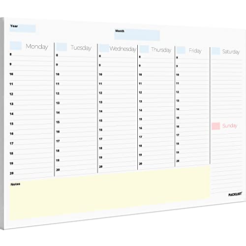 PACKLIST Weekly Planner Pad A4 - Stylish Undated Weekly Organiser, 52 Pages for Home, Study, Work & Family Plans - Minimalistic Timetable Planner & Notes to Stay Organised & to Boost your Productivity von PACKLIST