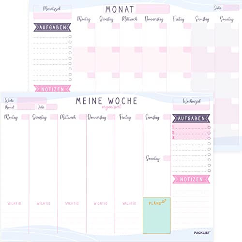 PACKLIST Wochenplaner + Monatsplaner Block A4 ohne Festes Datum. Terminplaner, Familienplaner mit Monatsziel, To-Do-Liste, Notizen, Wichtig, großem Notizfeld - Exklusive Kalender mit ECO-Verpackung PACKLIST Wochenplaner + Monatsplaner Block A4 ohne Festes Datum. Terminplaner, Familienplaner mit Monatsziel, To-Do-Liste, Notizen, Wichtig, großem Notizfeld - Exklusive Kalender mit ECO-Verpackung von PACKLIST