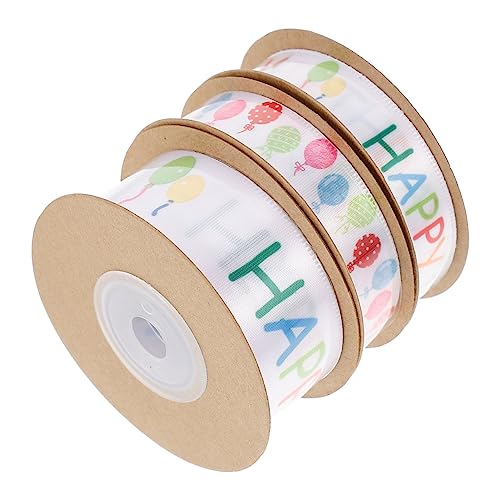 PACKOVE 1 Satz Geburtstagsbänder Geschenkband Mit Festlichem Design Yards Für Diy Partydekoration Frisuren Strapazierfähigem 3rollen von PACKOVE