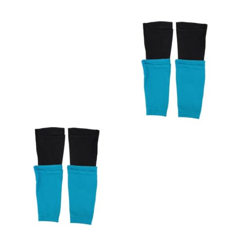 PACKOVE 2 Sätze Atmungsaktive Schienbeinschoner Sleeve Für Fußball Basketball Outdoor Sport Rutsch Beinschutz Mit Graduierter Kompression Schwarz Blau 2 Paare * 2 von PACKOVE