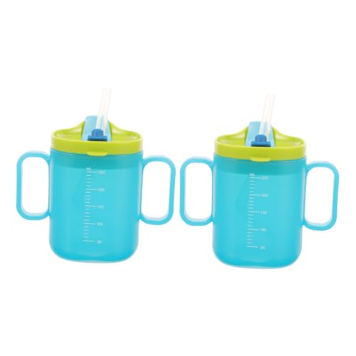 PACKOVE 2 Stück Kinderbecher Behindertenbecher Trainingsbecher aus Stroh Wasserbecher Stroh Trinkbecher Tasse mit Henkel silikon tasse Älterer Strohbecher Sky-blue von PACKOVE