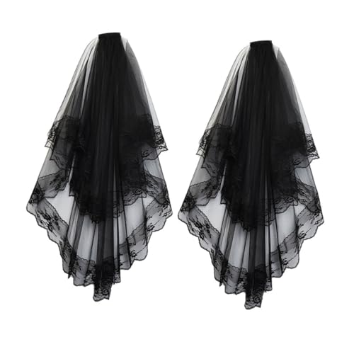 PACKOVE 2Stücke Schwarzer Brautschleier für Hochzeit Halloween Gothic Eleganter Haarschmuck für Damen Vintage Design PACKOVE 2Stücke Schwarzer Brautschleier für Hochzeit Halloween Gothic Eleganter Haarschmuck für Damen Vintage Design von PACKOVE
