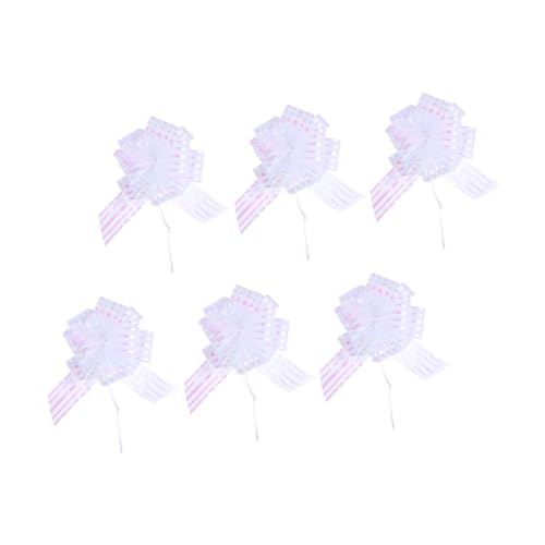 PACKOVE 6 Stück Handgezogene Blumenkugel Rosa heiraten lockig Requisiten Junggesellin rustikal Party-Requisite Blumenkugeln -Girlande Hochzeit Blumen ziehen Garn Weiß von PACKOVE