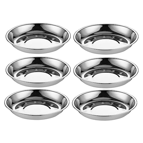 PACKOVE Blechteller 6 Stück Runde Teller Aus Edelstahl Metall-Essteller Edelstahlbecken Salatmischtablett Heimrestaurant (16 Cm) Camping Geschirr Aus Edelstahl von PACKOVE