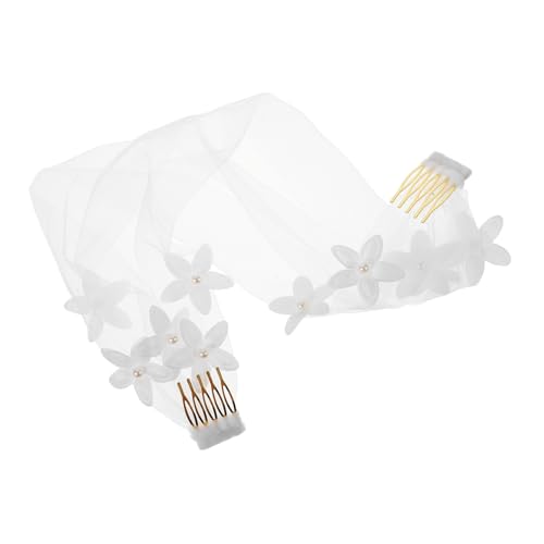 PACKOVE Kurzer Brautschleier mit Perlenblume und Kamm Elegantes Hochzeits Headpiece für Brautpartys Junggesellinnenabschiede und Hochzeitsfeiern Weiß PACKOVE Kurzer Brautschleier mit Perlenblume und Kamm Elegantes Hochzeits Headpiece für Brautpartys Junggesellinnenabschiede und Hochzeitsfeiern Weiß von PACKOVE
