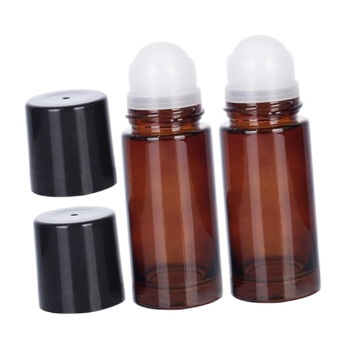 PACKOVE Roll On Flaschen Für Ätherische Öle Auslaufsicher Bernsteinfarben Leer Nachfüllbar Parfümfläschchen Für Unterwegs 50 Ml 2 Stück von PACKOVE