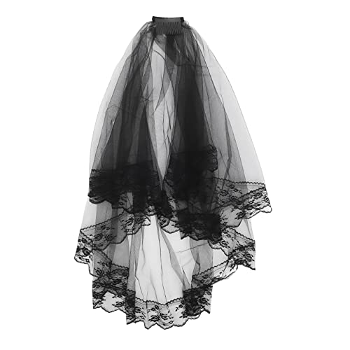 PACKOVE Vintage Lace Veil für Hochzeiten und Halloween Kurzer Transparenter Tüllschleier für Cosplay und Partys Leicht und Langlebig für Braut und Kostümpartys Schwarz PACKOVE Vintage Lace Veil für Hochzeiten und Halloween Kurzer Transparenter Tüllschleier für Cosplay und Partys Leicht und Langlebig für Braut und Kostümpartys Schwarz von PACKOVE