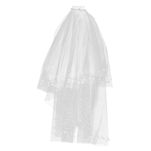 PACKOVE Weißer Hochzeitsschleier: Spitzenbesatz Brautkopfschmuck - Doppellagiger -netzschleier Für Frauen - Geeignet Für Hochzeiten Und Partys PACKOVE Weißer Hochzeitsschleier: Spitzenbesatz Brautkopfschmuck - Doppellagiger -netzschleier Für Frauen - Geeignet Für Hochzeiten Und Partys von PACKOVE