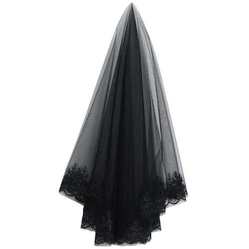 Schwarzer Halloween Schleier mit Spitze Eleganter Kopfschmuck für Cosplay Partys für Hochzeiten Beerdigungen Lagig Langlebig Schwarzer Halloween Schleier mit Spitze Eleganter Kopfschmuck für Cosplay Partys für Hochzeiten Beerdigungen Lagig Langlebig von PACKOVE