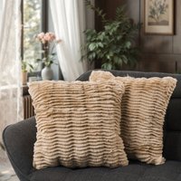 2er Set Dekokissen Kissenbezug Deko Wohnzimmer Sofakissen Kissen Kissenhülle Beige, 2pcs-Set - Paco Home von PACO HOME