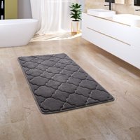 Badezimmerteppich Badematte Badteppich Badvorleger Flauschig Memory Foam 3D 65x120 cm, Anthrazit 4 - Paco Home von PACO HOME