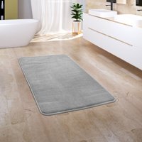 Badezimmerteppich Badematte Badteppich Badvorleger Flauschig Memory Foam 3D Grau 3, 65x120 cm - Paco Home von PACO HOME