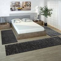 Bettumrandung Läufer Shaggy Hochflor Langflor Teppich Anthrazit Läuferset 3 Tlg 2mal 70x140 1mal 70x250 - Paco Home von PACO HOME