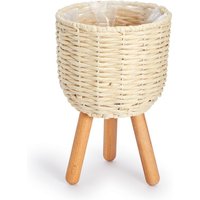 Paco Home - Blumentopf Übertopf Groß Blumenkübel Innen Pflanzentopf Set Korb Geflochten Holz Creme, 2pcs Set / Design 3 von PACO HOME