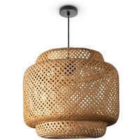 Deckenlampe Bambus Hängeleuchte Boho Wohnzimmer Korblampe Hängend Vintage E27 Natur (Ø40cm), Pendelleuchte - Typ 1 - Paco Home von PACO HOME