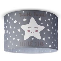 Paco Home - Deckenlampe Kinderzimmer Pendelleuchte Baby Lampenschirm Stoff Rund Sterne Design 3 (Ø45,5 cm), Deckenleuchte - Weiß von PACO HOME
