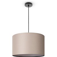 Paco Home - Deckenleuchte Wohnzimmer Pendelleuchte Esstisch Esszimmerlampe E27 Uni Stoff Pendelleuchte - Schwarz, Beige (Ø45.5 cm) von PACO HOME