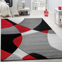Paco Home - Designer Teppich Modern Geometrische Muster Konturenschnitt In Rot Schwarz Grau 200x290 cm Paco Home - Designer Teppich Modern Geometrische Muster Konturenschnitt In Rot Schwarz Grau 200x290 cm von PACO HOME