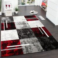 Paco Home - Designer Teppich Modern mit Konturenschnitt Karo Muster Grau Schwarz Rot 240x330 cm von PACO HOME