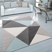 Designer Teppich Moderner Konturenschnitt Trendige Dreiecke Pastell Grau Türkis 200x290 cm - Paco Home Designer Teppich Moderner Konturenschnitt Trendige Dreiecke Pastell Grau Türkis 200x290 cm - Paco Home von PACO HOME