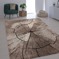 Paco Home - Edler Designer Teppich Wohnzimmer Holzstamm Baum Optik Natur Grau Braun Beige 160x230 cm von PACO HOME