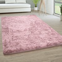 Hochflor Teppich Wohnzimmer Fellteppich Kunstfell Shaggy Flauschig Einfarbig 120x170 cm, Alt-Rosa - Paco Home von PACO HOME