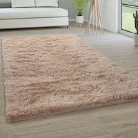 Paco Home - Hochflor Teppich Wohnzimmer Fellteppich Kunstfell Shaggy Flauschig Einfarbig 120x170 cm, Beige von PACO HOME