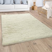 Hochflor Teppich Wohnzimmer Fellteppich Kunstfell Weich Rutschfest Gelblich-Weiß 160x220 cm - Paco Home von PACO HOME