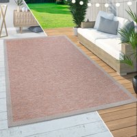 Paco Home - In-& Outdoor Teppich Balkon Terrasse Küchenteppich Bordüren Design Orange 200 cm Rund von PACO HOME
