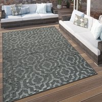 Paco Home - In- & Outdoor Terrassen Teppich Ethno Muster Bordüre Wetterfest Modern In Grau 160x230 cm von PACO HOME