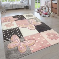 Kinder Teppich Kinderzimmer Bunt Rosa Schmetterlinge Karo Muster Punkte Blumen 120x170 cm - Paco Home Kinder Teppich Kinderzimmer Bunt Rosa Schmetterlinge Karo Muster Punkte Blumen 120x170 cm - Paco Home von PACO HOME