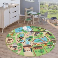 Paco Home - Kinderteppich Teppich Rund Kinderzimmer Spielteppich Straßenteppich Modern Beige, 160 cm Rund Paco Home - Kinderteppich Teppich Rund Kinderzimmer Spielteppich Straßenteppich Modern Beige, 160 cm Rund von PACO HOME