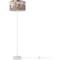 Kinderzimmer Kinderlampe Stehlampe Stoff Mädchen Junge Tiere Dschungel Löwe Design 2 (Ø38 cm), Stehleuchte Einbein - Weiß - Paco Home von PACO HOME