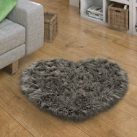Kunstfell Fellteppich Imitat Sitzkissen Herzform Rund Versch. Formen Dunkelgrau 80x75 cm Herz-Form - Paco Home von PACO HOME