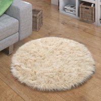 Paco Home - Kunstfell Fellteppich Imitat Sitzkissen Herzform Rund Verschiedene Formen, Creme 45 cm Rund von PACO HOME
