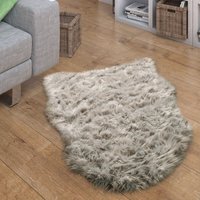 Kunstfell Fellteppich Imitat Sitzkissen Herzform Rund Verschiedene Formen, Grau 55x80 cm Fell-Form - Paco Home von PACO HOME